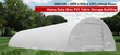 White 30oz PVC fabric storage building, 30x85x15 arched frame with a winch door on the end