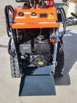 AGT YSRT14 with the engine cover open, showing the gasoline engine, recoil starter and the orange control panel