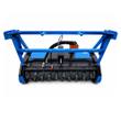 Blue drum mulcher, front: black rotor with bolt-on cutting teeth, push frame, hydraulic hoses and valve block