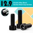 Feature banner: 12.9 grade alloy steel socket head cap screws, three black screws shown