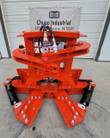 Topcat tree shear, front view, jaws closed, mesh-guarded hydraulic valve at top