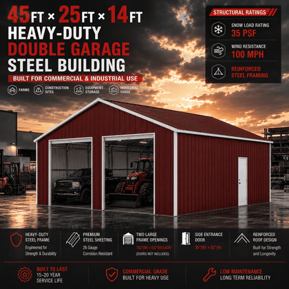 45x25 Reddish-Brown Steel Garage Barn