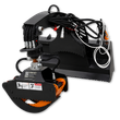 Landhonor rotating grapple: black quick-attach frame, coiled hydraulic hoses and toothed jaw with orange grip pad