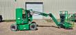 JLG E300AJP boom lift, boom extended outward, side view