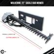Dimension diagram of the Wolverine 72-inch sickle bar mower: 82-inch overall length, 72-inch cutting length
