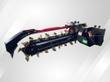Raytree RMT48 skid steer trencher, quick-attach plate with hydraulic hose fittings, digging chain and teeth