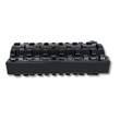 Padfoot vibratory roller attachment: black drum with staggered welded compaction pads in a steel frame