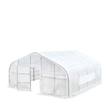 White 20x20 tunnel greenhouse, door open on the gable end, roll-up side window