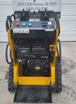 AGT MX-MRT14 stand-on mini skid steer: diamond-plate platform, twin hand levers and 420cc gas engine