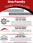 One Family Three Companies promo graphic: Chupp Industrial, Covermore, The Lift Bros