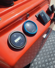 MX15R mini excavator instrument panel with hour meter, voltmeter, ignition key and light switch