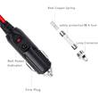 Labeled cigarette lighter plug: red power indicator, firm plug, long contactor, copper spring and 15 A fuse