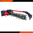 Raytree 48-inch skid steer trencher, side view of auger and digging chain