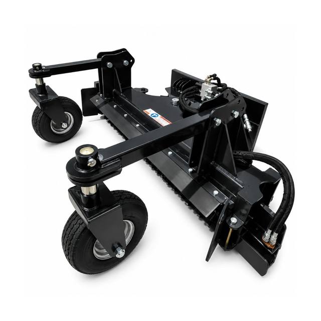 Landhonor soil conditioner showing the toothed drum, swiveling gauge wheels, hydraulic valve and quick-attach mount