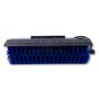 Arteer angle broom, full brush width shown: blue poly bristles, black hood and end-mounted hydraulic motor