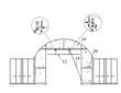 Assembly diagram of the container shelter end wall frame with numbered parts and pulley details
