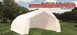 White PVC fabric hoop building with an arched steel frame, 20x40x12 ft, front end open