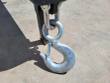 Swivel eye hook with safety latch, shackled to the end of the forklift jib boom