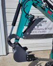QK16R mini excavator dipper arm with hydraulic thumb and toothed digging bucket, cylinder and hoses