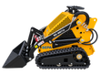 AGT MX-MRT14 stand-on mini skid steer with 44in bucket, yellow, rubber tracks