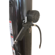 Tire changer inflation gauge and air chuck mounted on the tower