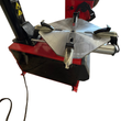Tire changer turntable from above, mounting clamps and coiled air hose