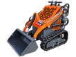 AGT YSRT14 mini skid steer studio render, 3/4 view with bucket lowered