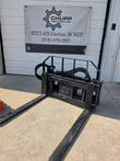 ARTEER 42-inch rotating pallet forks, quick-attach mount frame, rotation hook, and forks extended