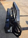 ARTEER pallet forks quick-attach top plate with wedge lugs, hydraulic hoses, and rotation gear