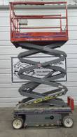 Skyjack SJIII 3219 scissor lift raised, scissor stack extended, front view
