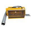 Landhonor cement mixer bucket, yellow drum with steel grate, flexible discharge hose and cam-lock coupler