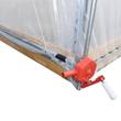 Tunnel greenhouse detail showing red crank lock and EVA film attachment joint