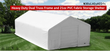 White PVC dual truss fabric storage building, 30x40x22 ft, peaked arch roof with solid end walls