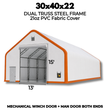 Diagram of the 30x40x22 building's winch door: 15ft door height, 13ft opening width, man door
