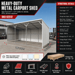Structural-details graphic for the 25x12 metal carport shed: frame, panels, anchors, weight