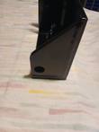 Black 1/2-inch steel quick attach plate, side gusset with pin hole and latch pin handle