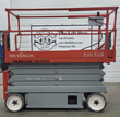 Skyjack SJIII 3226 scissor lift, platform lowered, front view