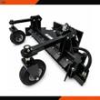 Black Landhonor soil conditioner with two adjustable gauge wheels, universal quick-attach plate and hydraulic hoses