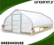 Promo graphic of the 12x20x7.2 ft tunnel greenhouse in clear film, labeled Greenhouse