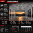 Dimension diagram of the 11x20 carport's roof trusses and interior frame, wall and height callouts