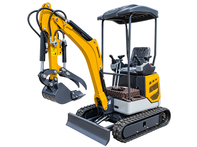 CFG XZ20R mini excavator with bucket and hydraulic thumb, canopy top, quilted seat, rubber tracks