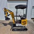 CFG XZ20R mini excavator with thumb-equipped bucket lowered, canopy top, rubber tracks