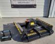 Brush cutter deck, yellow DANGER and BRUSH CUTTER lettering, twin-pin mounting bracket set to the side