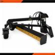 LandHonor grading blade with angled moldboard, yellow cutting edge, hydraulic cylinders and two gauge wheels