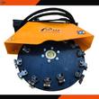 Arteer stump grinder cutting wheel: carbide teeth around the disc, orange guard, quick-attach mount