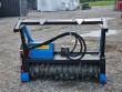 Raytree drum mulcher in blue and black, Designed For Low Flow decal, toothed drum and hoses