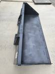 Wolverine 84-inch skid steer bucket from above: interior floor, side walls and quick-attach brackets