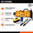 Wolverine ZW-750 hydraulic hammer with universal mounting plate, hoses, two chisels and toolbox