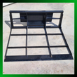 Black steel land leveler frame from above, grid of center bars and quick-attach plate