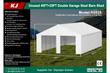Spec banner for the KJ K4525 45x25x14 double garage steel barn shed with specifications and dimensions